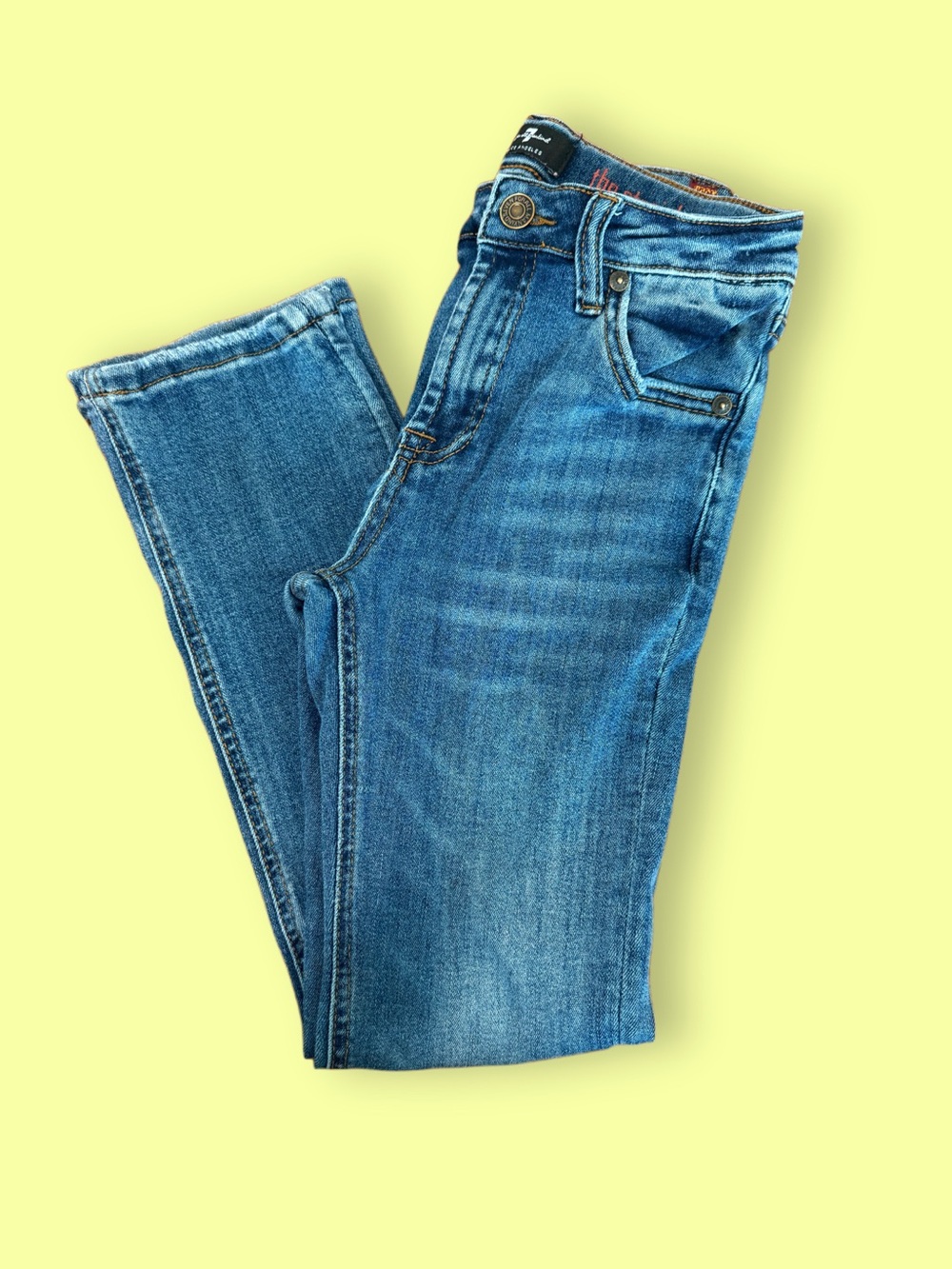 7 For All Mankind Kids Mid-Blue Straight Leg Jeans